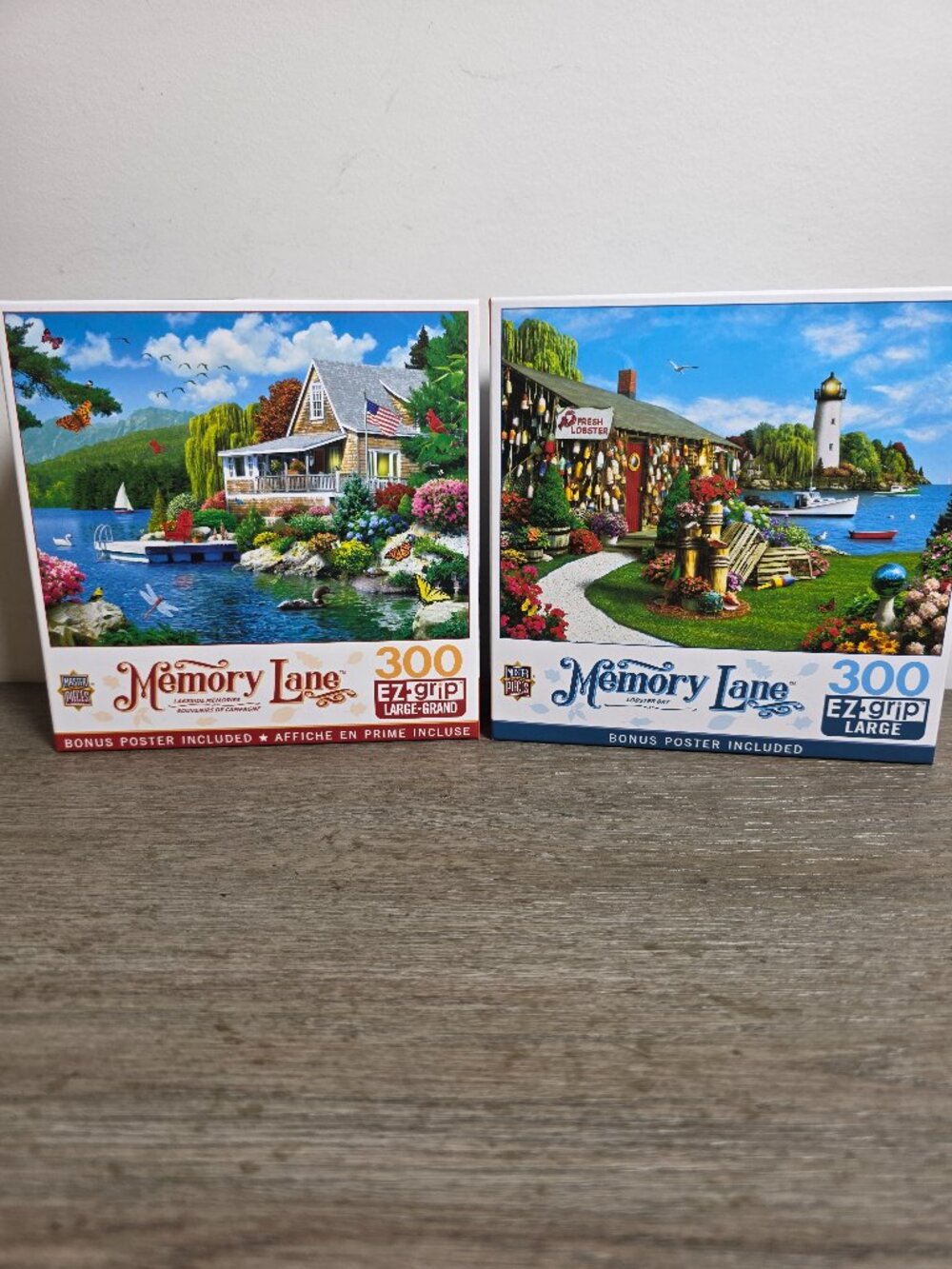 Set of Two (2) Memory Lane Master Pieces 300 Piece Jigsaw Puzzles EZ-Grip Large